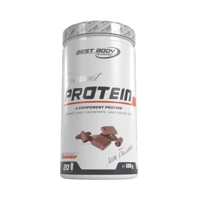 Abbildung von Best Body Nutrition Gourmet Premium Pro Protein, Milk Chocolate, 4 Komponenten Protein Shake: Caseinat, Whey Konzentrat, Isolat, Eiprotein, 500 g Dose