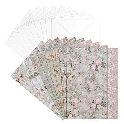 Abbildung von Ideen mit Herz Grußkarten Set Umschlägen 10 Motiv Karten blanko bunt neutral Ideal für Glückwünsche zum Geburtstag, Hochzeit, uvm. Din B6 (Marmoroptik Blumen)