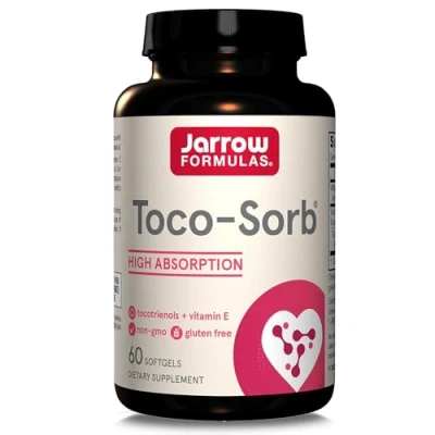 Abbildung von Jarrow Formulas, Toco Sorb, gemischte Tocotrienole &amp; Vitamin E, 60 Weichkapseln, Laborgeprüft, Glutenfrei, Sojafrei, Ohne Gentechnik