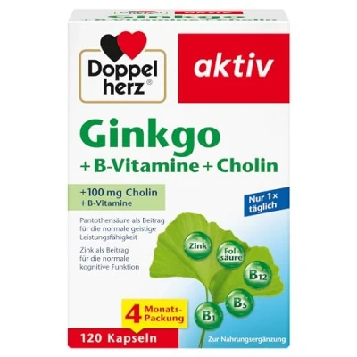 Abbildung von Doppelherz Ginkgo + B Vitamine Cholin Mit Pantothensäure als Beitrag zur normalen geistigen Leistungsfähigkeit 120 Kapseln