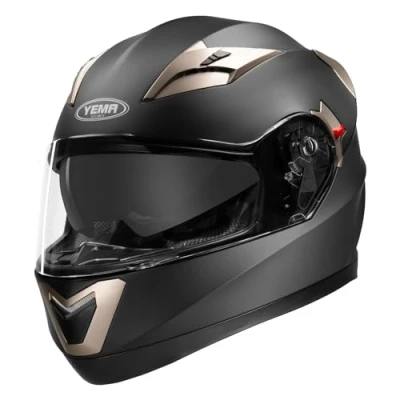 Abbildung von Motorradhelm Klapphelm Integralhelm Fullface Helm Yema YM 925 Rollerhelm Sturzhelm mit Doppelvisier Sonnenblende ECE für Damen Herren Erwachsene Schwarz Matt M