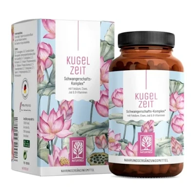 Abbildung von Schwangerschaftsvitamine Komplex für alle Trimester mit Folsäure als Folat, Chrom, Eisen, Jod &amp; 7 Vitamine Vegan Unterstützung in der Schwangerschaft Kugelzeit von Naturtreu®