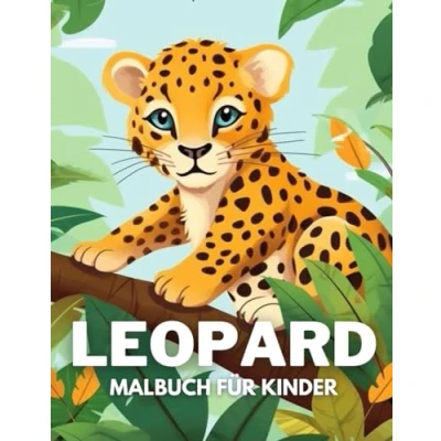 Abbildung von Leopard Malbuch für Kinder: +40 lustige und einfache Zeichnungen von niedlichen zum Ausmalen Kinder, Jungen Mädchen, die lieben Stress abbauen entspannen