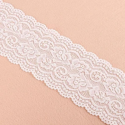 Abbildung von Yulakes 5 Yards Weiß Schwarz Elastizität Spitzenborte Spitzenband Spitzenbordüre Zierband Spitze Blume Borte für Handwerk Dessous Hochzeitskleid Hochzeit Dekor 10cm Breite (Weiß)