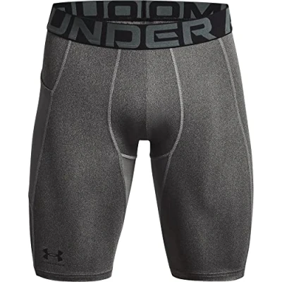Abbildung von Under Armour Herren UA HG Lng Shorts, leichte kurze Sporthose, atmungsaktive Kompressions Herrenshorts mit Strength Pocket Eingrifftasche
