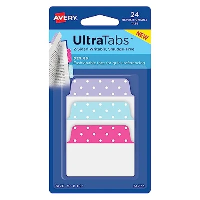 Abbildung von AVERY Zweckform Art. 74773 Haftstreifen transparent/bunt (24 Haftnotizen, 50,8x38,1mm, beschreibbare Index Tabs Folie, ablösbare Klebezettel, Page Marker, Sticky Notes, Klebemarkierungen)