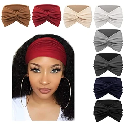 Abbildung von DRESHOW 8 Stück Damen Stirnbänder Kopfband Haarband Elastische Weiche Stirnband für Alltag Yoga Sport Fitness