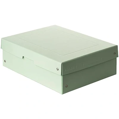 Abbildung von Original Falken PureBox Pastell. Made in Germany. 100 mm hoch DIN A4 grün. Aufbewahrungsbox mit Deckel aus stabilem Karton Vegan Geschenkbox Transportbox Schachtel Allzweckbox