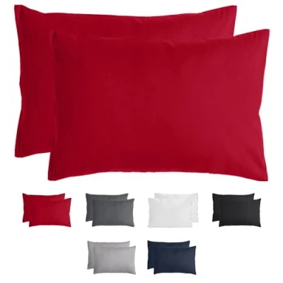 Abbildung von Komfortec Kissenbezug 50x70 cm 2er Set aus Gebürstet Mikrofaser mit Reißverschluss, Atmungskativ und Weich Rot