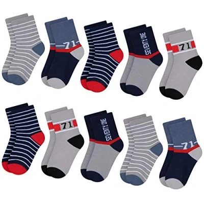 Abbildung von L&amp;K II 10 Paar Kinder Jungen Socken mit niedlichen Mustern, Turnschuhe Socken, farbige Baumwolle Kleinkind gestreifte 2836 27 30