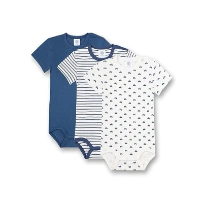 Abbildung von Sanetta Body Kurzarm (Dreierpack) Blau Ringel und Weiß Hochwertiger nachhaltiger für Jungen aus Bio Baumwolle. Inhalt: 3er Set Baby 080
