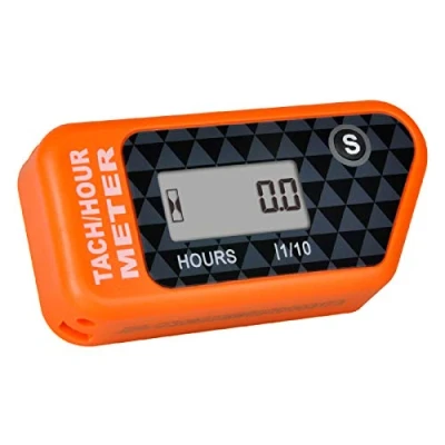 Abbildung von Jayron Digital LCD Drehzahlmesser Induktiver Anzeige Maximale Drehzahl Wasserdicht für die Meisten Gasmotor Marine ATV Generator Rasentraktor Motorrad (Orange)
