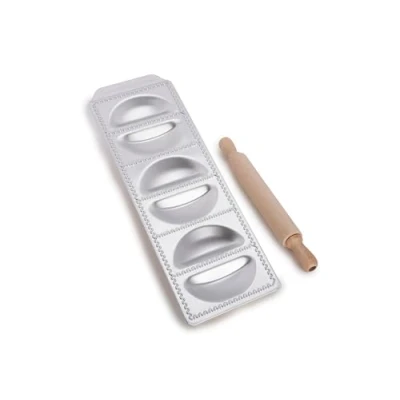 Abbildung von Imperia Raviolamp Classica Linie. Ravioliformen. 100% Made in Italy. Zubehör für Nudelmaschinen. Aluminium Nudelschneider frische Pasta. Mit Nudelholz.