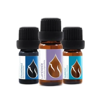 Abbildung von 3er Set &quot;Relax&quot; Ätherische BIO Öle Lavendel (10ml) + Kamille Blau (5ml) Schafgarbe 100% Naturrein Unverdünnt zertifiziert Spitzenqualität aus Familienbetrieb Ohne Gentechnik