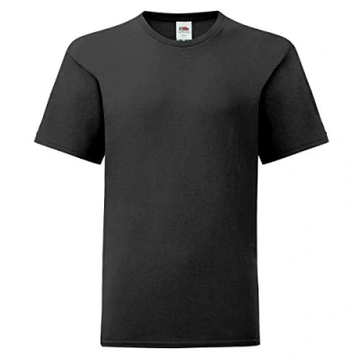 Abbildung von Fruit of the Loom Kids Iconic T Shirt Größe 104 164 (1er/5er Pack), Farbe:schwarz, Größe:140