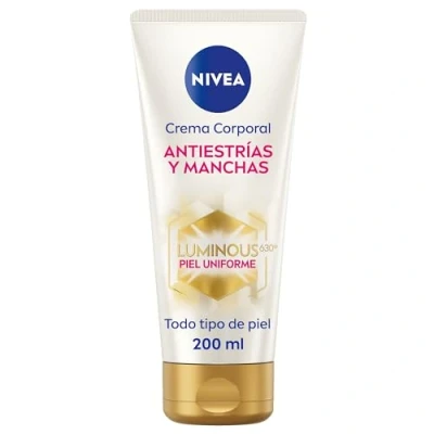 Abbildung von NIVEA Luminous 630 Anti Dehnungsstreifen &amp; Flecken Körpercreme (1 x 200 ml), Creme für einen gleichmäßigen Hautton, Feuchtigkeitscreme den Körper mit 48h Feuchtigkeit