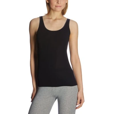 Abbildung von Schiesser Damen Trägertop Luxury Baumwolle Unterhemd, Schwarz_200763, 46 EU