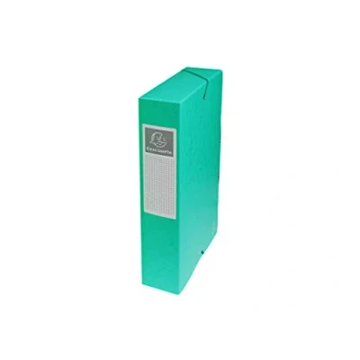 Abbildung von Exacompta 50603E 1 Abheftbox mit Gummibändern Exabox aus Glanzkarton 600g/m2 Rückseite 6 cm Maße 25 x 33 für A4 Dokumente Farbe grün wird montiert geliefert