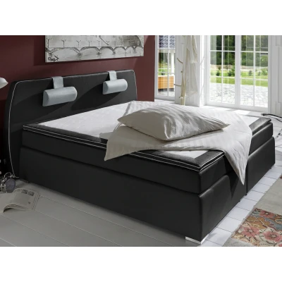 Abbildung von Atlantic Home Collection REX140 LED04 Boxspringbett inklusive LED Beleuchtung und Topper, Schwarz, 140 x 200 cm