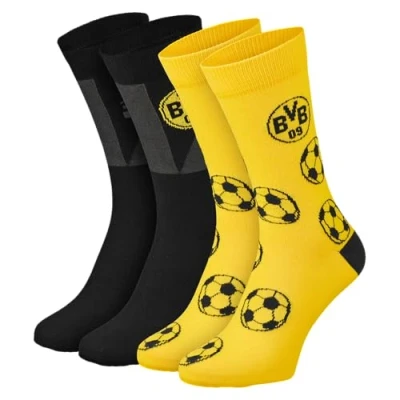 Abbildung von Borussia Dortmund Unisex Bvb Sprüchesocken 2er Pack Socken, Schwarz, 43 46 EU