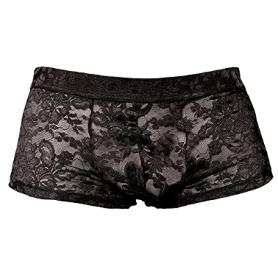 Abbildung von Orion Herren Pants erotische Boxer Shorts für Männer, mit sexy Spitzen Besatz und Po Kontur Naht, breitem Gummi Bund, schwarz