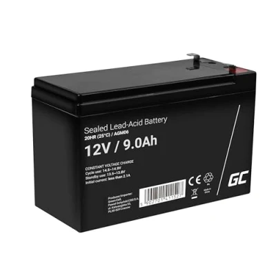 Abbildung von Green Cell AGM 12V 9Ah Akku VRLA Blei Batterie Bleiakku Ersatzakku Gelakku Akkubatterie Zyklenfest Unbemann UPS USV Notstrom Anlage Backup Batteriebackup, AGM06