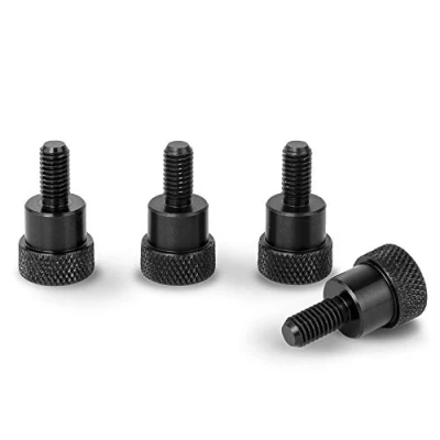 Abbildung von PrecisionGeek Aluminium Schwarz Ansatzschraube Rändelschrauben M5 x 10mm L 22mm (4 Stück)