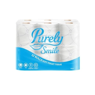 Abbildung von Purely Smile Toilettenpapier PS1125, 3 lagig, weich, Packung mit 12 Rollen, FSC zertifiziert