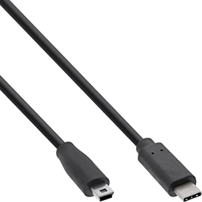 Abbildung von InLine 35756 USB 2.0 Kabel, Typ C Stecker an Mini B (5pol.), schwarz, 0,5m