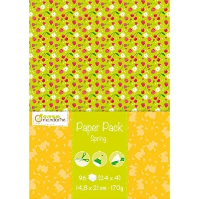 Abbildung von Avenue Mandarine CC040C Paper Pack, 96 Bogen aus Papier 170g (24 Designs x4), DIN A5, 14,8 x 21 cm, ideal für Bastelprojekte, 1 Frühling