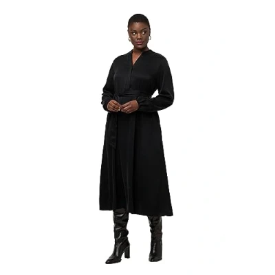 Abbildung von Ulla Popken Vausschnitt Langarm Blusenkleid, Damen, Größe: 50/52, Schwarz