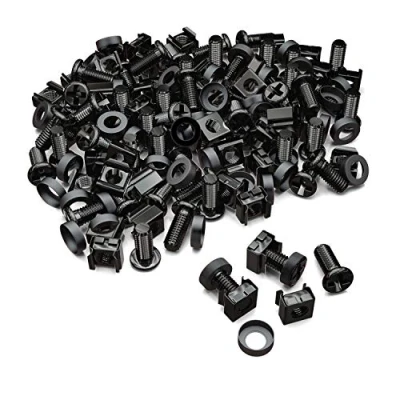 Abbildung von deleyCON 50x M6 Käfigmuttern Schrauben Set für Netzwerkschränke 50er Patchpanel Racks Servergehäuse 19 Zoll 10 Montagesatz Stahl Schwarz