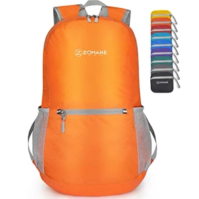 Abbildung von ZOMAKE Ultraleicht Faltbarer Rucksack Packbare Backpacks 20L,Kleiner Faltbar Rucksäcke Wanderrucksack Wasserdicht für Damen Herren Outdoor Wandern(Orange)
