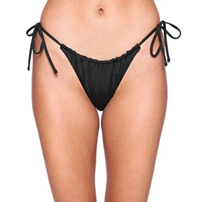 Abbildung von Hurley Damen Solid Cheeky Tie Side Bikini Bottoms, schwarz, M