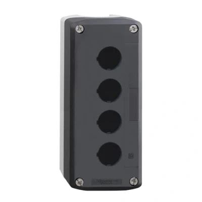 Abbildung von Schneider Electric XALD04 Leergehäuse, Harmony XALD, Kunststoff, dunkelgrau, 4 Bohrungen, 22mm