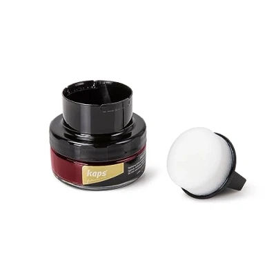 Abbildung von Kaps Professional Schuhpflege Delicate Cream mit Schaumaplikator Schuhcreme &amp; Pflegemittel zur Reinigung und Auffrischung von Naturleder Synthetik (50ml) (112 Rot)