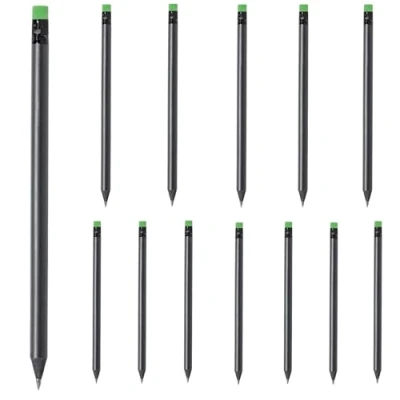 Abbildung von 10 Stück matt schwarze Bleistifte Holzbleistifte Black Edition mit farbigem Radiergummi Härtegrad HB, vorgespitzt, 19 cm Länge Sparpack Nachhaltig in acht zu Ihrer Hausfarbe passenden Farben (Grün)