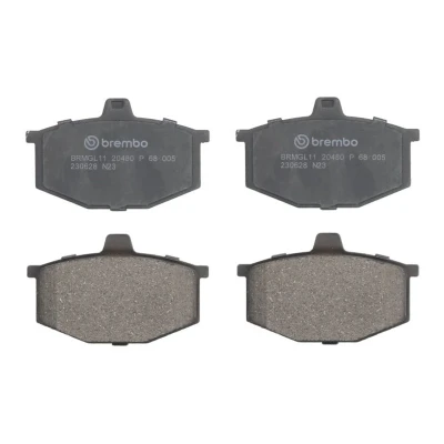 Abbildung von BREMBO P 68 005 Bremsbelagsatz exkl. Verschleißwarnkontakt ohne Zubehör RENAULT: 4 Estate, 5 Hatchback