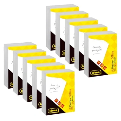 Abbildung von Idena 90951 Kopierpapier DIN A5, 10 Packungen je 500 Blatt 80g/m², weißes Druckerpapier für Laser &amp; Inkjetdrucker