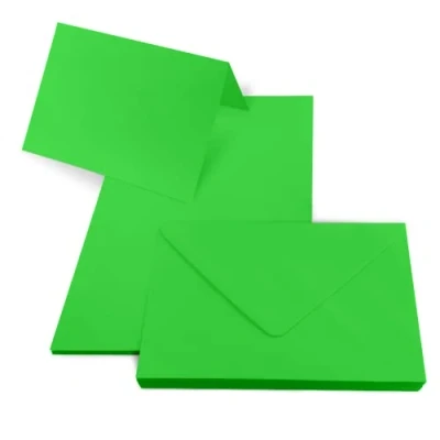 Abbildung von Netuno 25 Klapp Karten blanko mit Umschlag DIN B6 Rainbow Grün + Umschläge Kartenset Papier bunt grüne Briefumschläge und Set Klappkarten Kuvert