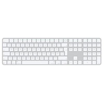 Abbildung von Apple Magic Keyboard mit Touch ID und Ziffernblock für Mac Modelle Chip Deutsch Weiße Tasten ​​​​​​​