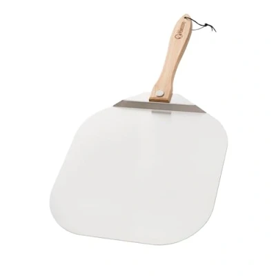 Abbildung von Chef Pomodoro Pizzaschieber 35,6 x 40,6 cm Faltbarer Griff Perforierte Aluminium Pizzaschaufel zum einfachen Einschieben des Pizzateigs Perfekt als Backofenzubehör und für Hobby Pizzabäcker