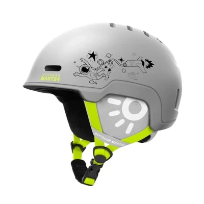 Abbildung von OutdoorMaster Kinder Skihelm, Snowboardhelm für Jungen &amp; Mädchen, Robuste PC Schale EPS Schaum, 12 Belüftungsöffnungen, Verstellbarer Schneesporthelm, Zertifizierter Schneesport und