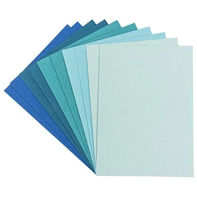 Abbildung von Ideen mit Herz Grußkarten Set 10 farbige Karten &amp; weiße Umschläge edle Leinen Optik bunt ideal für liebe Glückwünsche zum Geburtstag, Hochzeit (Mint /Blautöne, Din C6 14,5 x 10,5 cm)