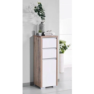 Abbildung von Schildmeyer Bello Midischrank 138176, wildeiche Dekor/weiß glanz, 34,5 / 33 97 cm