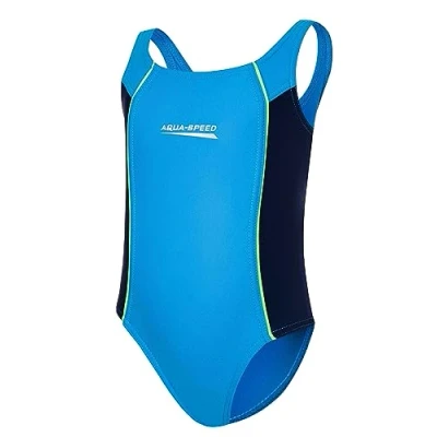 Abbildung von Aqua Speed Mädchen Einteiler Badeanzug Kinder Badebekleidung UV Schutz Strand Schwimmanzug Mädchenbadeanzug Beachwear Sportbadeanzug Blue Navy Gr. 146 cm Luna