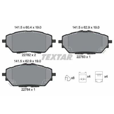 Abbildung von TEXTAR 2278201 Bremsbelagsatz mit akustischer Verschleißwarnung Zubehör TOYOTA: C HR, Corolla XII Estate, Hatchback