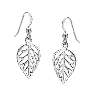Abbildung von Materia Damen Ohrringe Blatt Silber 925 filigrane Ohrhänger Blätter Natur Schmuck mit Geschenk Box So 17