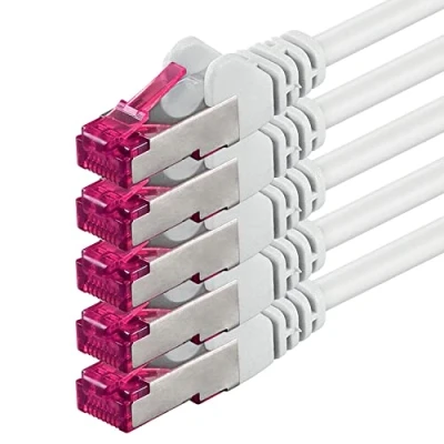 Abbildung von 1aTTack.de 1m weiß 5 Stück Netzwerkkabel Cat6a (10Gb/s) S FTP CAT 6a Lankabel GHMT zertifiziert PIMF 500 MHz Cat5 Cat5e Cat6 Cat7 für Switch, Router, Modem, Internet
