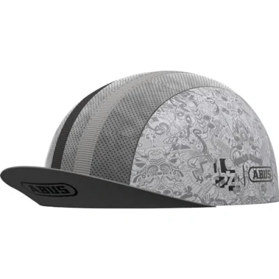Abbildung von ABUS Race Cap stylische Cycling mit Sweatband Schutz vor Sonne, Insekten und Schweiß passt unter den Rennradhelm für Damen Herren Weiß/Grau Muster, Größe S